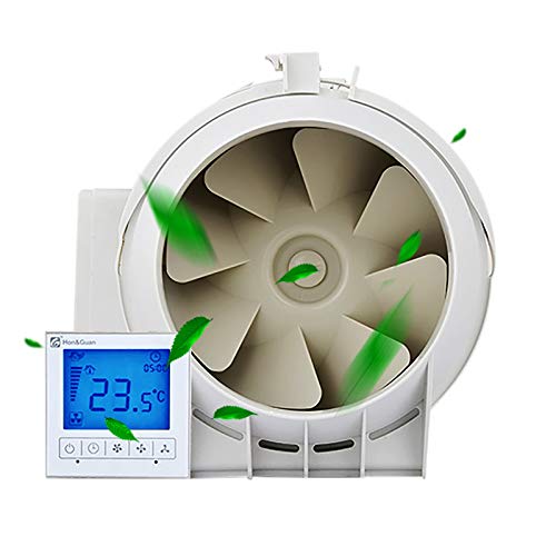 Vielrosse Ventilador de tubo de 200 mm, con temporizador e higrostato para baño, inodoro, garaje, 230 V, silencioso., HJGH6154