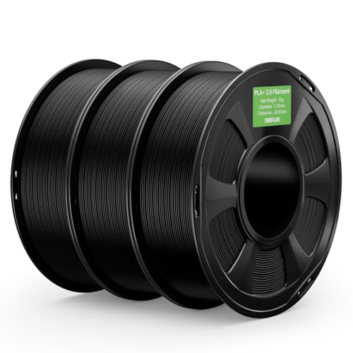 DEEPLEE PLA+ 2.0 Filament 1.75mm, Stronger Toughness 3D Printer Filament, Black 3KG, Upgrade PLA Plus 3D Printer Filament, High Speed PLA+ Filament for Most FDM 3D Drucker