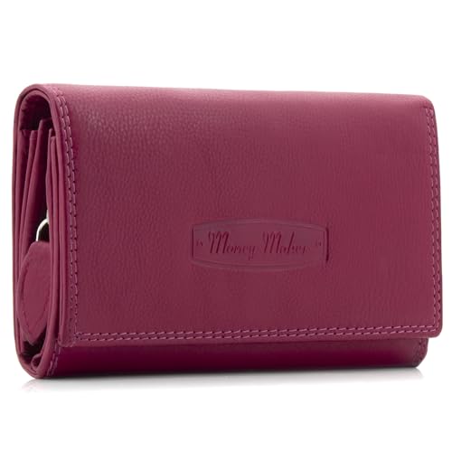 ekavale Geldbörse Damen Leder mit RFID-Schutz 25 Fächer Damen Portemonnaie Lang (Pink)