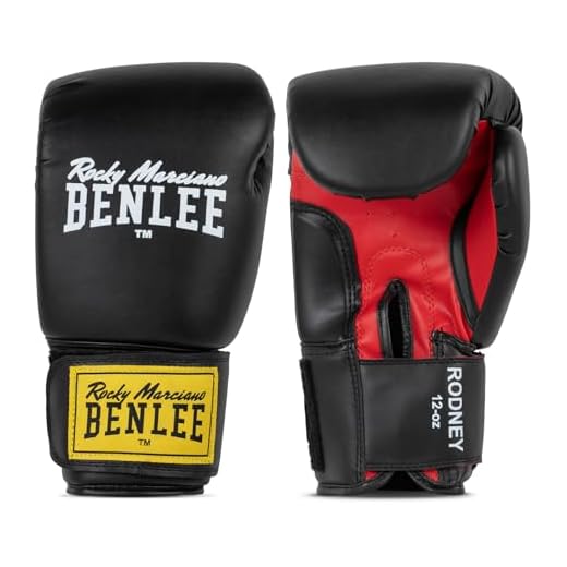 BENLEE Rocky Marciano Boxhandschuhe Pu Training Gloves Rodney, Schwarz/Rot, 16