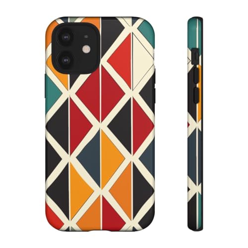 Coque rigide iPhone 12 orange brillante à motif géométrique
