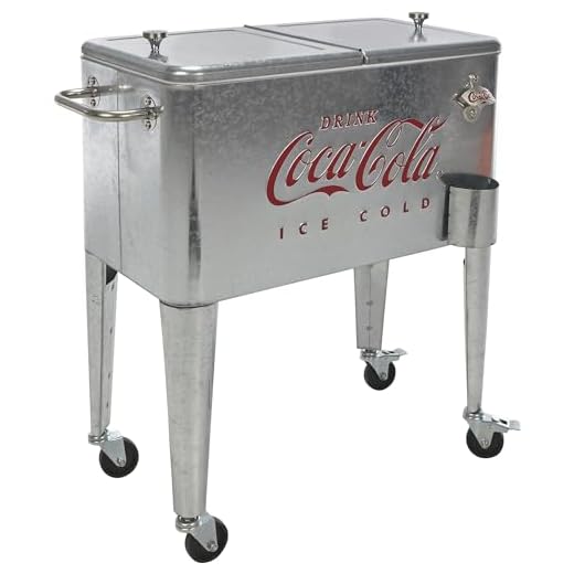 Leigh Country CP 98104 Galvanized Coca-Cola Rolling Cooler, 60 Quart