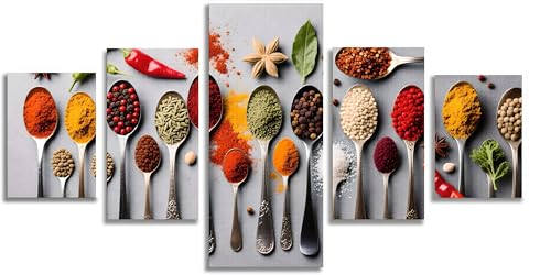 Broderie diamant cuisine grand format 5 panneaux pour décoration murale