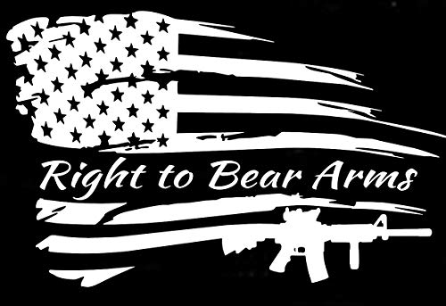 Distressed American Flag Right to Bear Arms Patriotic Vehicle Decal Sticker Decor