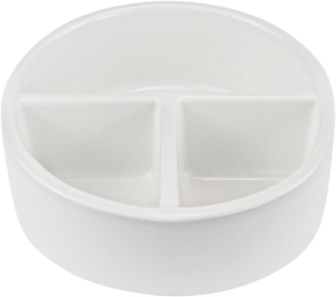 Ceramic Brush Wash Bowl,Mixing Tray,3 Slot Palette,Porcelain Watercolor Painting Dish for Painting, White