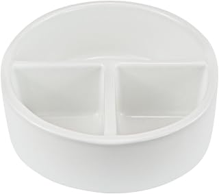 Ceramic Brush Wash Bowl,Mixing Tray,3 Slot Palette,Porcelain Watercolor Painting Dish for Painting, White