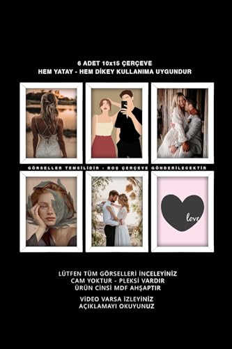 yhfoto 6 Adet 10x15 Mdf Pvc'li Çoklu Fotoğraf Beyaz Beyaz