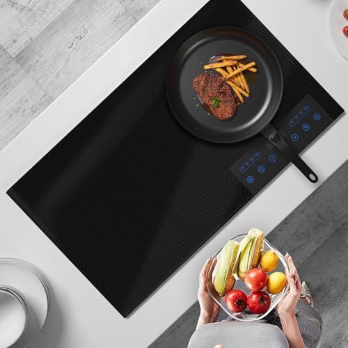 TETEWEVER 54×90cm Schwarz Induktionsmatte Große Herdabdeckplatte Silikon Schutzmatte Induktionskochfeld Abdeckung Induktion Schutzmatte Induktionsfeld Protector, für Induktionskochfelder Tischschutz
