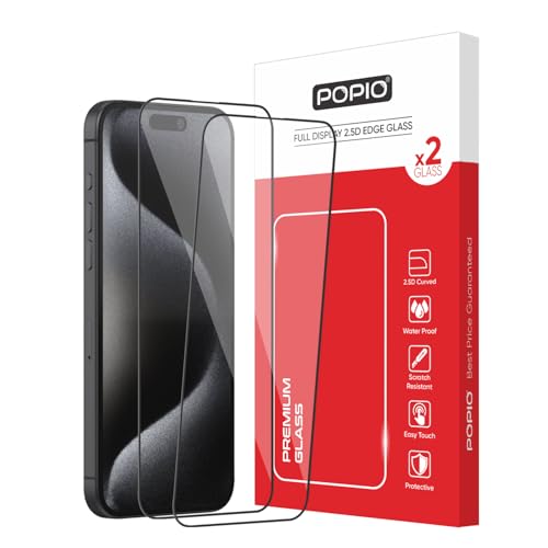 Image of POPIO Xtreme Series Pack of 2 Military-Grade Gorilla Tempered Glass for iPhone 15 Pro Max | 9H Hardness, Edge-to-Edge Coverage, Anti-Scratch