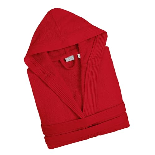 Barceló Hogar 06060011814 Albornoz con capucha, modelo Olimpo, 100% algodón, talla L, rojo