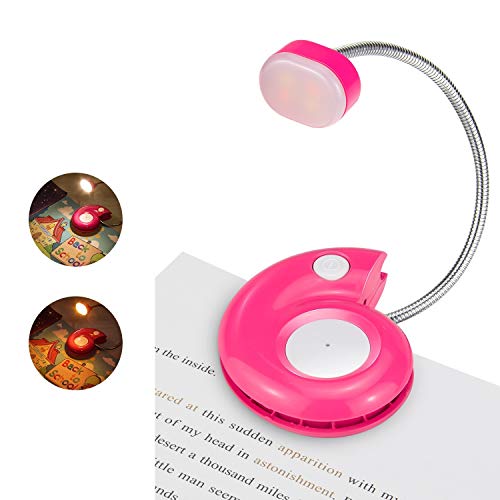 LUXSWAY Rechargeable Reading Book Light for Kids,LED Reading Light for Books in Bed,Amber Book Light with Magnetic,Clip-On Book Light with Flexible Gooseneck,Cute Bookmark Light for Bookworms-Magenta