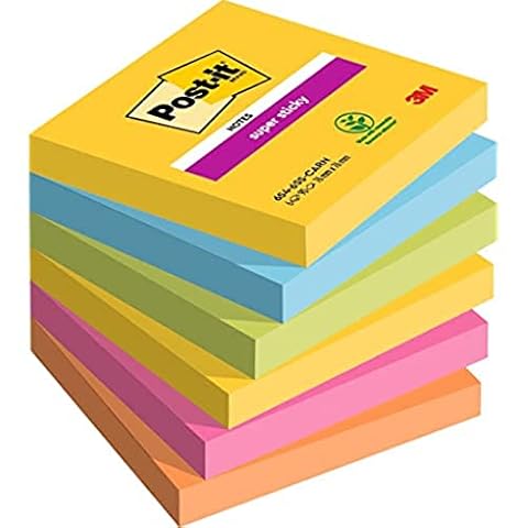 Post-It Super Sticky 7100034579 Karteczki Samoprzylepne, Wielokolorowy, 76 x 76 mm