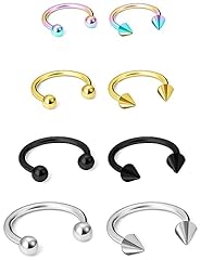 Mixed Color Horseshoe ring earrings 16G hoop rings