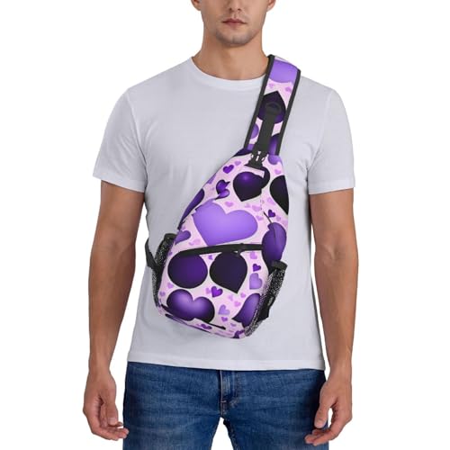 Mochila cruzada ligera con estampado de corazón negro miniatura 7