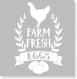Farmhouse Wall Decor Farm Fresh Eggs Vinyl Art Decals Home Art Stickers 23x16-Inch White
