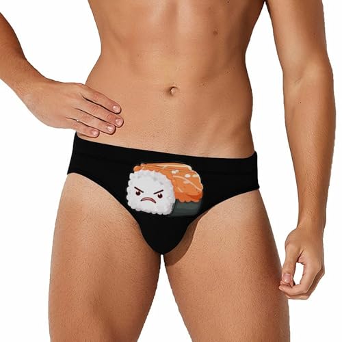 Angry Sushi Men's Swim Briefs Low Waist Bikini Swimsuit Underwear Beach Swimwear