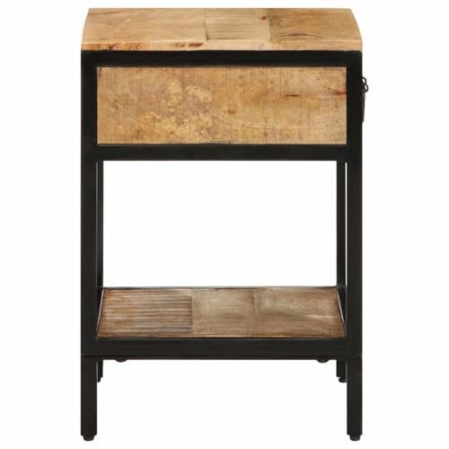 Table de chevet marron bois massif meuble d'appoint rustique - 7