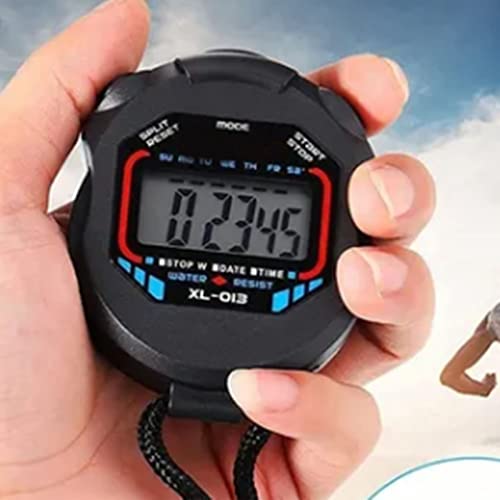 aqxreight 013 Chronomètre électronique Multifonction avec Pile Bouton, Chronomètre de Sport pour Course, Entraînement, Natation, Résistant aux Chocs et Antidérapant avec Grand écran LCD