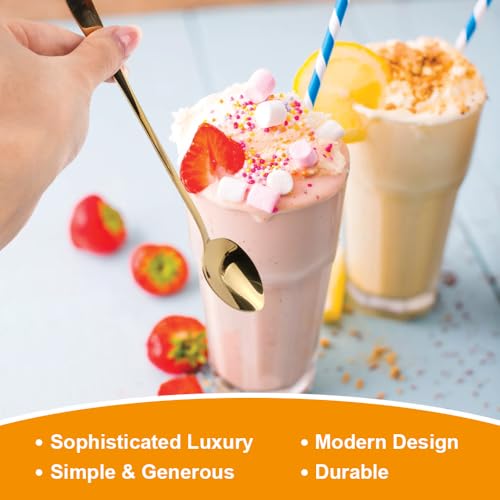 Miniatura 4 de 6 Piezas Cuchara Dorada De Mango Largo, 20 Cm Cucharas De Latte Macchiato, Cuchara De Café De Acero Inoxidable, Apto Para Lavavajillas, Cucharas De Té Helado, Para Café, Cóctel, Batido, Frías Oro