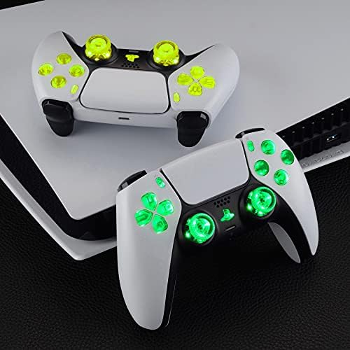 eXtremeRate Multi-Colors Luminated Dpad Thumbstick Udostępnij Przyciski Home Face dla ps5 Controller, 7 Kolorów 9 Trybów Przyciski Zestaw LED DTF V3 dla ps5 Controller - Controller Nie Jest Wliczony W Cenę