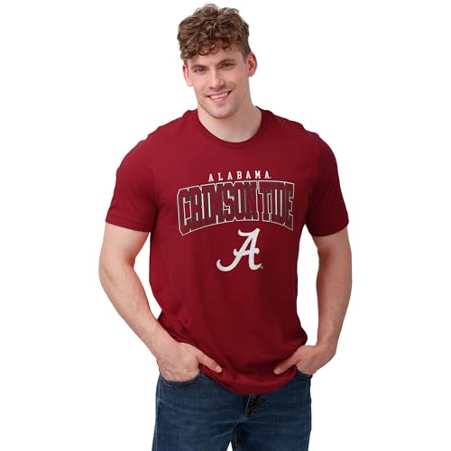 FOCO Alabama Crimson Tide NCAA Mens Classic Arched Logo T-Shirt - Cardinal - XXL