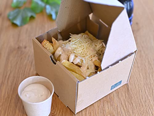 Tessera Bio Products Q131386KFSC Kraftpapier Foodbox, Quadrat, Einzelnburger, FSC Zertifiziert, Naturfarbe, 13cm Länge, 13cm Breite, 8.6cm Höhe, 100 pcs