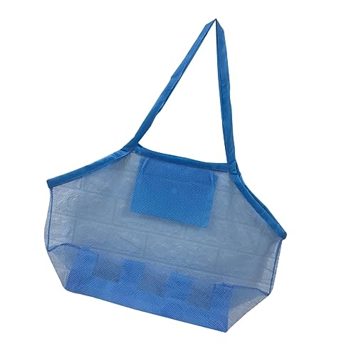 BESPORTBLE 1Pc Capacity Mesh Beach Storage Bag Portable Tote for Dark Blue Light Blue Random for Beach Swimming Boating Easy Water Drainage