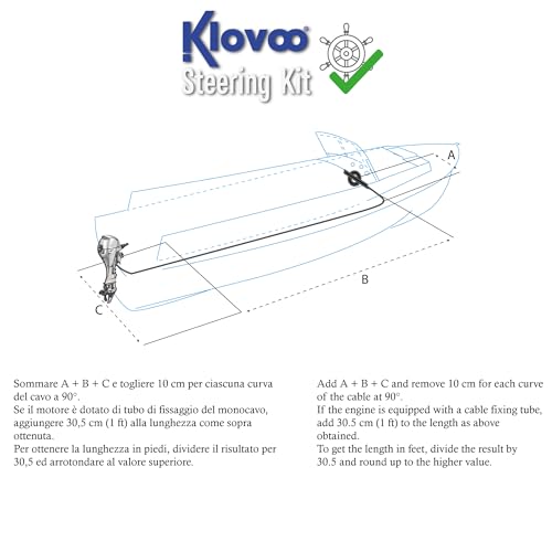 Klovoo Mechanische stuurhuis met stuurbox T85 + enkele kogel M66, voor boot, rubberboot, buitenboordmotoren - Afbeelding 5