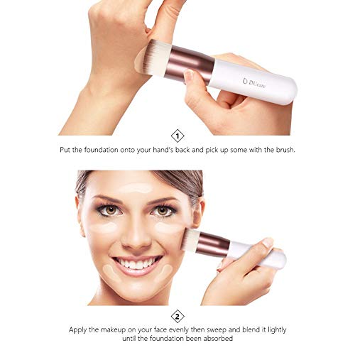 Ducare Flat Top Kabuki Foundation Brush + Kabuki Brushes 3Pcs Foundation Brush& Concealer Brush& Blusher Brush #TOP2