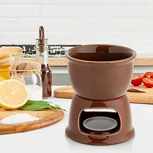 Chocolate Fondue mini, Ceramic Chocolate Fondue, Cheese Melting Pot, for Cheese, Chocolate and Tapas-Brown