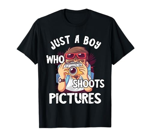 Just A Boy Who Shoots Pictures Photograph Camera Photography T-Shirt