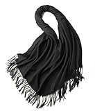 RiRaku Otoño e invierno nuevo chal de lana de color sólido bufanda coreana 2022 cálido cuello largo cada habitación con aire acondicionado engrosada, YM PJ 003Black, Talla única