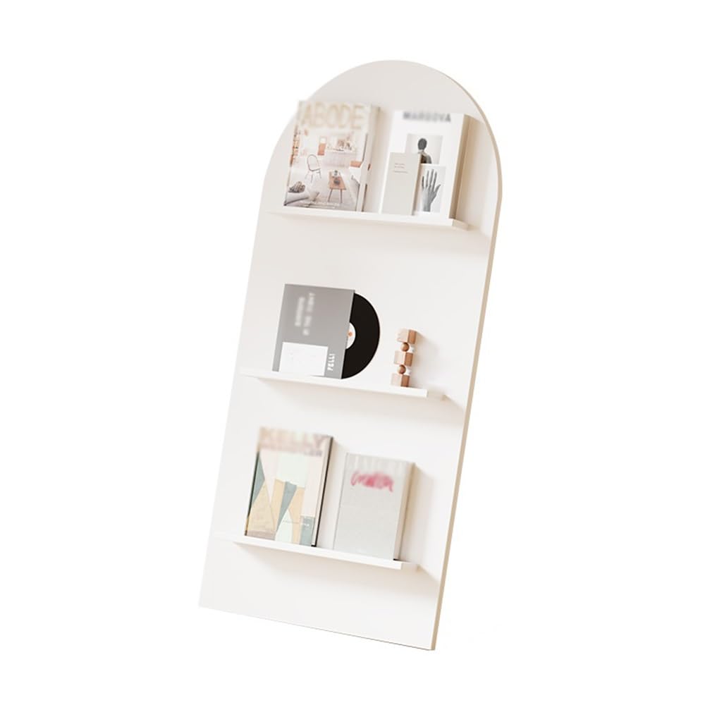 Ljhfg63kuyt Warm White Newspaper Stand Newspaper Display Rack Floor Bookshelf Magazine Wall Brochure Storage Information Literature Rack