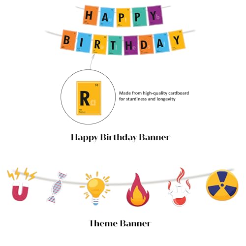 Image of Just Party Science Theme Party Decoration - 99 pcs Happy Birthday Decoration Kit for Kids | Science Theme Birthday Decoration Items for Boys & Girls|Includes Balloons, Cake Topper, Props,Theme Banners