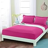 Mocassi Queen Fitted Sheet - Deep Pocket Cooling Sheets up to 16 inch - Hotel Luxury 1800 Premier - Softest Sheets - Wrinkle Resistant - 1 Single Bottom Fitted Sheet, Queen, Hot Pink