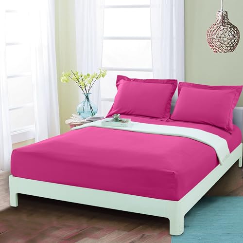 Mocassi Queen Fitted Sheet - Deep Pocket Cooling Sheets up to 16 inch - Hotel Luxury 1800 Premier - Softest Sheets - Wrinkle Resistant - 1 Single Bottom Fitted Sheet Queen Hot Pink