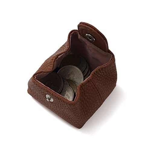 Image of Cockatoo Genuine Leather Coin Pouch Change Holder, Mini Snap Pocket Wallet for Men Women, Brown, Small, Casual