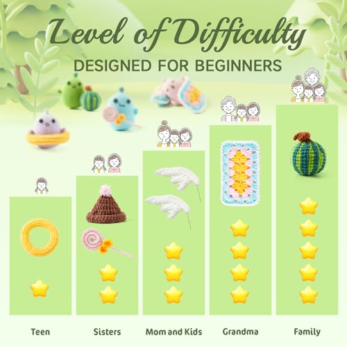 Image of INSCRAFT Crochet Kit for Beginners, 6 Pack Dinosaurs Crochet Animal Kit,Starter Kit with Step-by-Step Video Tutorials, Learn to Crochet Kits for Adults, DIY Knitting Craft Supplies Gift