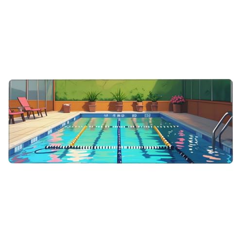 Tapis de clavier flamant rose XXL sous-main de bureau antidérapant 80 x 30 cm bords cousus pour ordinateur