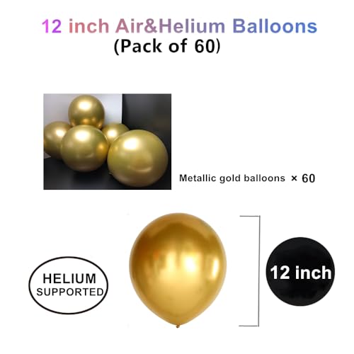 Image of 12 inch Metallic Gold Balloons, 60 pcs Thick Chrome Gold Balloons Latex Balloons for Party Decorations (12inch Gold)