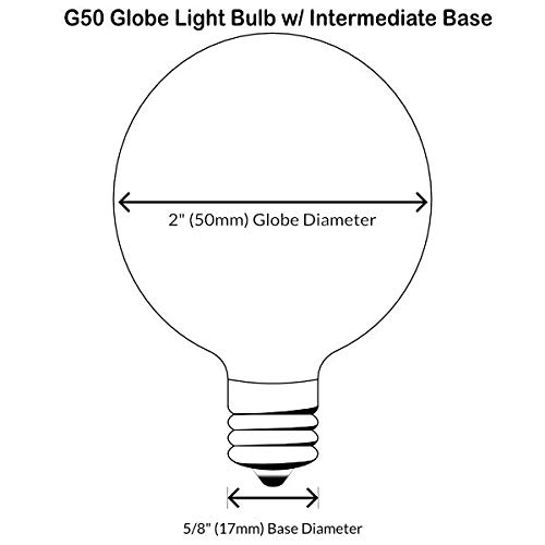 Sival - Replacement Globe Light Bulb, G50, 7W/130V, E17 (C9) Intermediate Base, Clear, 25 Pack (G16-1/2) #TOP1