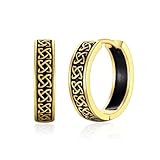 VYYU Gold Earrings for Men - S925 Sterling Silver Earrings for Women, Mens Black Cool Hoop Earrings | Huggie Gold Hoop Earrings Jewellery Gifts Earrings for Men Christmas Birthday Gifts, 14mm
