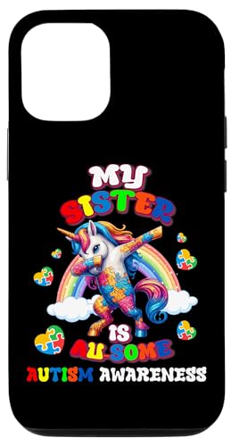 Custodia per iPhone 15 Autismo Supporto Autistico My Sister Brother Is Awesome Unicorn