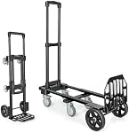 KEDSUM 3-in-1 Cart Dolly convertible avec roues, 600LBS Camion à main lourd Dolly, camion à main avec angle de poignée réglable & Base extensible pour la maison, Maisons de guerre, Dorm, 6-Wheel Conception avec freins