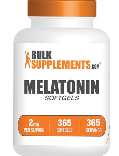 BulkSupplements.com Melatonin Softgels - Melatonin Supplement Sleep Aids for Adults - Gluten Free 1 Softgel per Serving (2mg) 365 Count (Pack of 1)