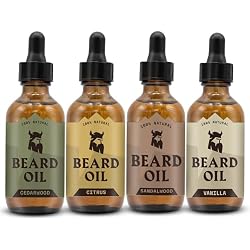 Striking Viking Beard Oil for Men - 2 Fl Oz (Pack of 4), Mixed Scents | Sandalwood, Vanilla, Cedarwood & Citrus Scent - Naturally Derived Conditioner with Argan & Jojoba Oil for Growth