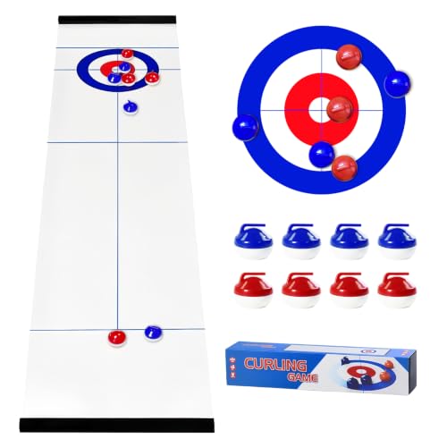 Image of LLHONG Table Top Curling Game, Shuffleboard Game with 8 Pucks