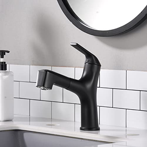 Mitigeur de lavabo extractible noir 2 modes contre les éclaboussures