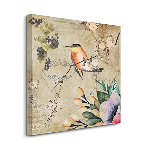 Peinture de fleurs et d'oiseaux sur toile de qualité, grand cadre déco Yelolyio
