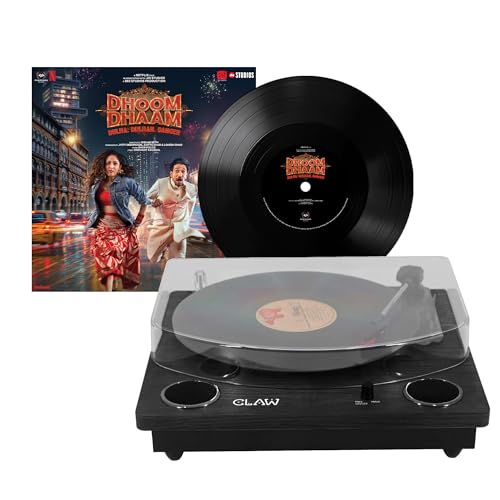 Image of Claw Stag Superb Plus Vinyl Record Player with Built-in Stereo Speaker & USB Digital Conversion + Dhoom Dhaam Premium Vinyl Record Disc|Black